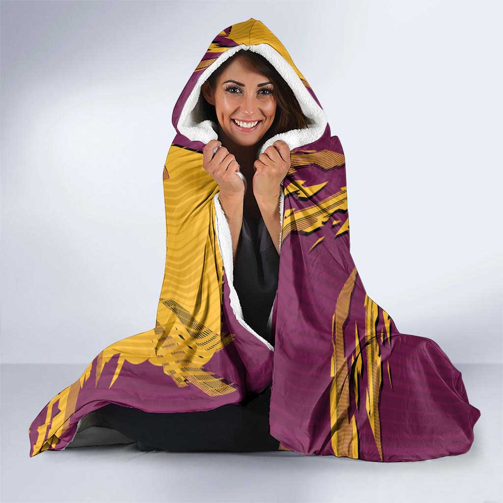 Personalized Brisbane Broncos Hooded Blanket Dynamic Lightning Mascot Rugby Australia