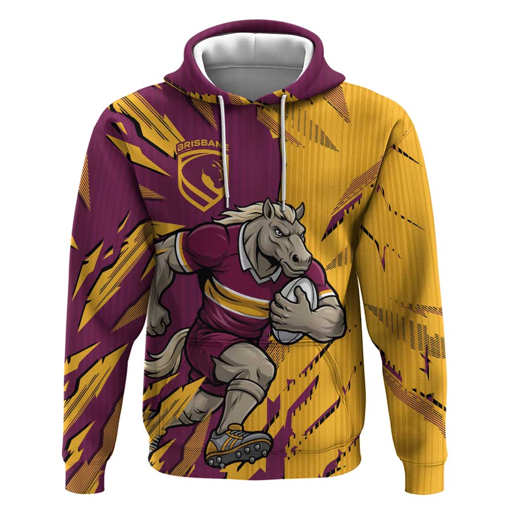 Personalized Brisbane Broncos Hoodie Dynamic Lightning Mascot Rugby Australia
