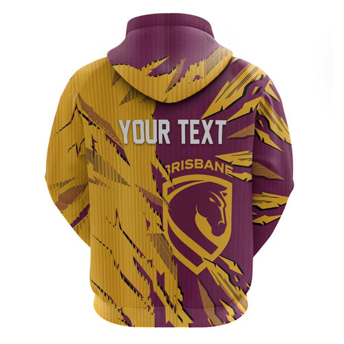 Personalized Brisbane Broncos Hoodie Dynamic Lightning Mascot Rugby Australia