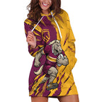 Personalized Brisbane Broncos Hoodie Dress Dynamic Lightning Mascot Rugby Australia