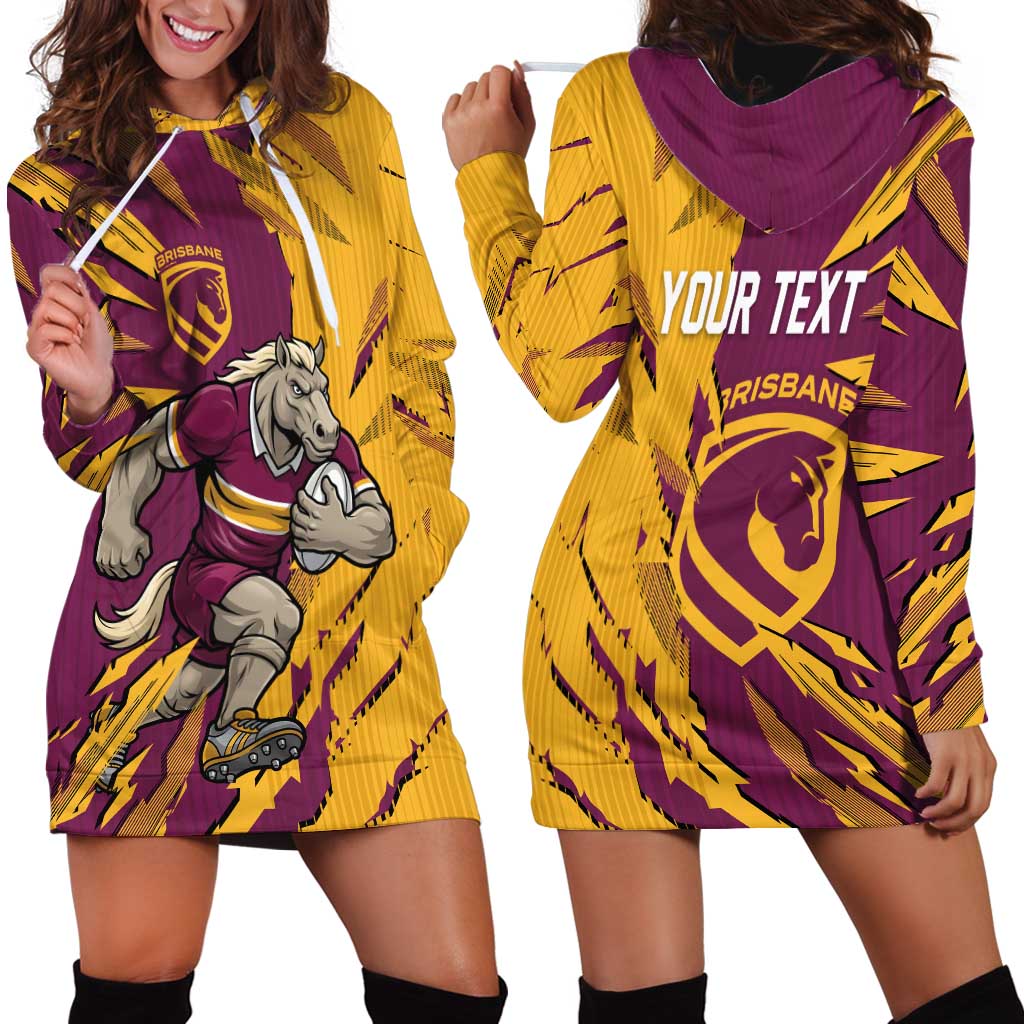 Personalized Brisbane Broncos Hoodie Dress Dynamic Lightning Mascot Rugby Australia