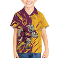 Personalized Brisbane Broncos Kid Hawaiian Shirt Dynamic Lightning Mascot Rugby Australia