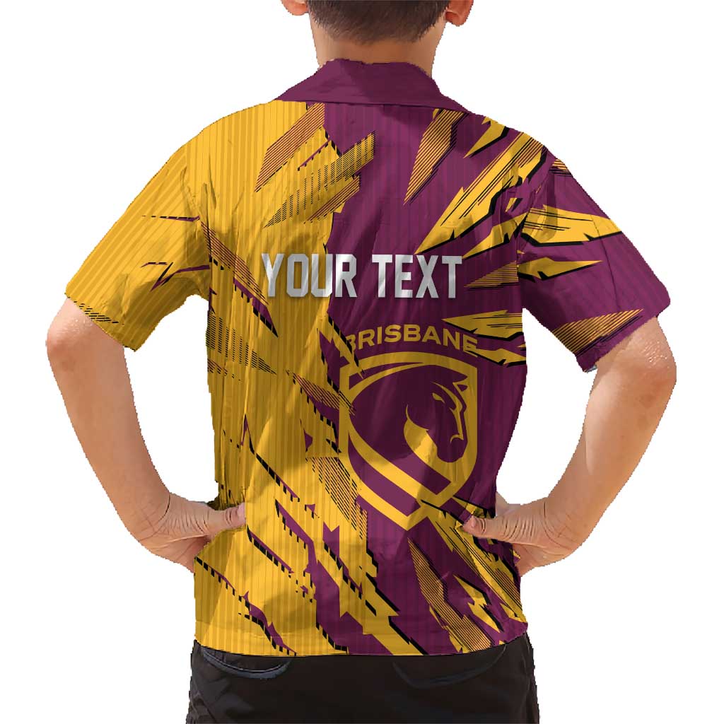 Personalized Brisbane Broncos Kid Hawaiian Shirt Dynamic Lightning Mascot Rugby Australia