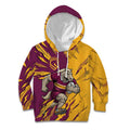 Personalized Brisbane Broncos Kid Hoodie Dynamic Lightning Mascot Rugby Australia