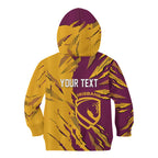 Personalized Brisbane Broncos Kid Hoodie Dynamic Lightning Mascot Rugby Australia