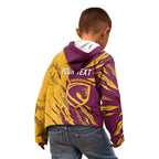 Personalized Brisbane Broncos Kid Hoodie Dynamic Lightning Mascot Rugby Australia