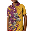Personalized Brisbane Broncos Kid Polo Shirt Dynamic Lightning Mascot Rugby Australia