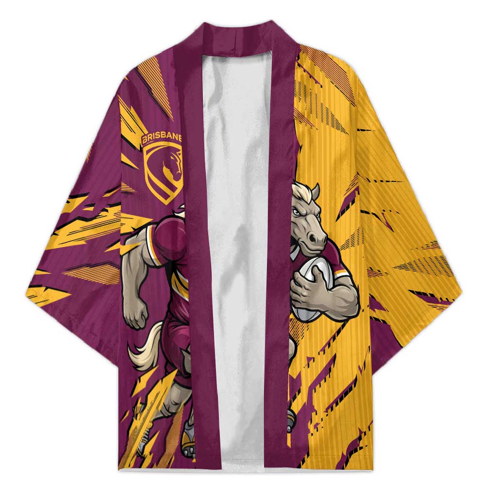 Personalized Brisbane Broncos Kimono Dynamic Lightning Mascot Rugby Australia