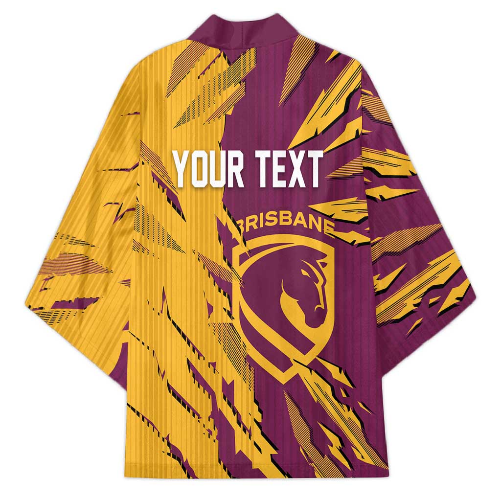 Personalized Brisbane Broncos Kimono Dynamic Lightning Mascot Rugby Australia