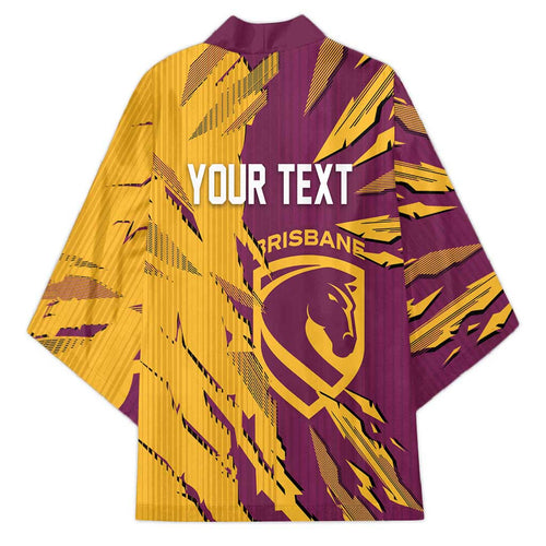 Personalized Brisbane Broncos Kimono Dynamic Lightning Mascot Rugby Australia