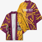 Personalized Brisbane Broncos Kimono Dynamic Lightning Mascot Rugby Australia