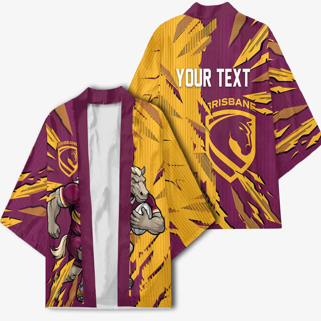 Personalized Brisbane Broncos Kimono Dynamic Lightning Mascot Rugby Australia