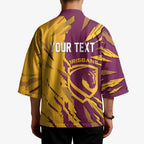 Personalized Brisbane Broncos Kimono Dynamic Lightning Mascot Rugby Australia