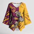 Personalized Brisbane Broncos Kimono Sleeve Blouse Dynamic Lightning Mascot Rugby Australia