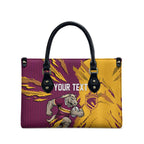 Personalized Brisbane Broncos Leather Bag Dynamic Lightning Mascot Rugby Australia