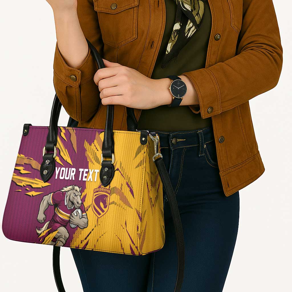 Personalized Brisbane Broncos Leather Bag Dynamic Lightning Mascot Rugby Australia