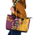 Personalized Brisbane Broncos Leather Tote Bag Dynamic Lightning Mascot Rugby Australia