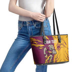 Personalized Brisbane Broncos Leather Tote Bag Dynamic Lightning Mascot Rugby Australia
