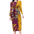 Personalized Brisbane Broncos Long Sleeve Bodycon Dress Dynamic Lightning Mascot Rugby Australia