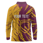 Personalized Brisbane Broncos Long Sleeve Polo Shirt Dynamic Lightning Mascot Rugby Australia