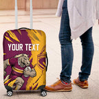 Personalized Brisbane Broncos Luggage Cover Dynamic Lightning Mascot Rugby Australia