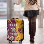 Personalized Brisbane Broncos Luggage Cover Dynamic Lightning Mascot Rugby Australia