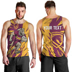 Personalized Brisbane Broncos Men Tank Top Dynamic Lightning Mascot Rugby Australia