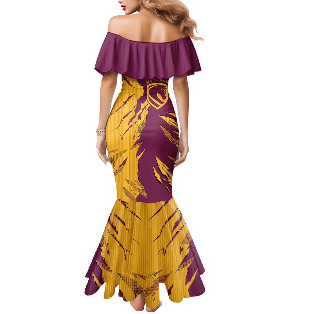 Personalized Brisbane Broncos Mermaid Dress Dynamic Lightning Mascot Rugby Australia