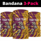 Personalized Brisbane Broncos Neck Gaiter Dynamic Lightning Mascot Rugby Australia