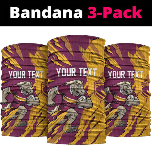 Personalized Brisbane Broncos Neck Gaiter Dynamic Lightning Mascot Rugby Australia