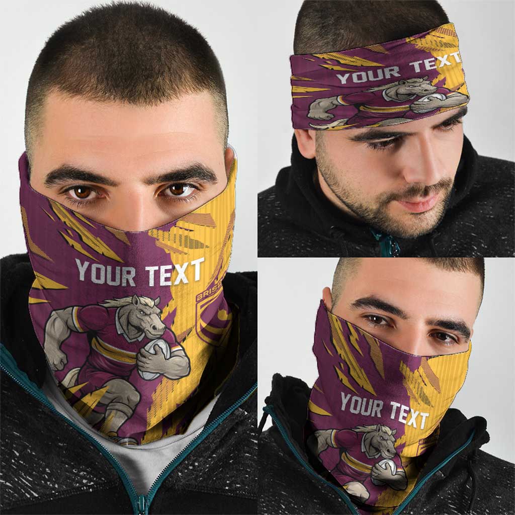 Personalized Brisbane Broncos Neck Gaiter Dynamic Lightning Mascot Rugby Australia