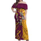 Personalized Brisbane Broncos Off Shoulder Maxi Dress Dynamic Lightning Mascot Rugby Australia