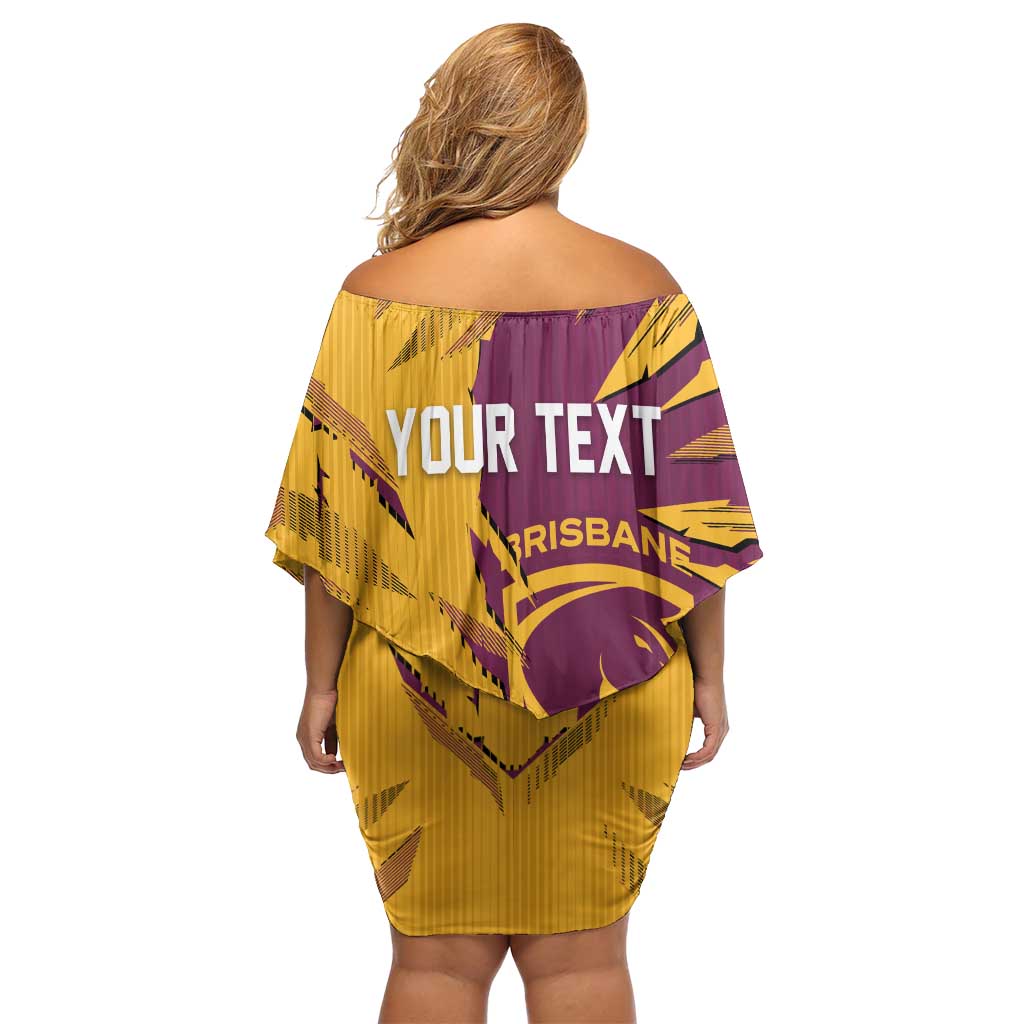 Personalized Brisbane Broncos Off Shoulder Short Dress Dynamic Lightning Mascot Rugby Australia
