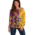 Personalized Brisbane Broncos Off Shoulder Sweater Dynamic Lightning Mascot Rugby Australia