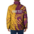 Personalized Brisbane Broncos Padded Jacket Dynamic Lightning Mascot Rugby Australia