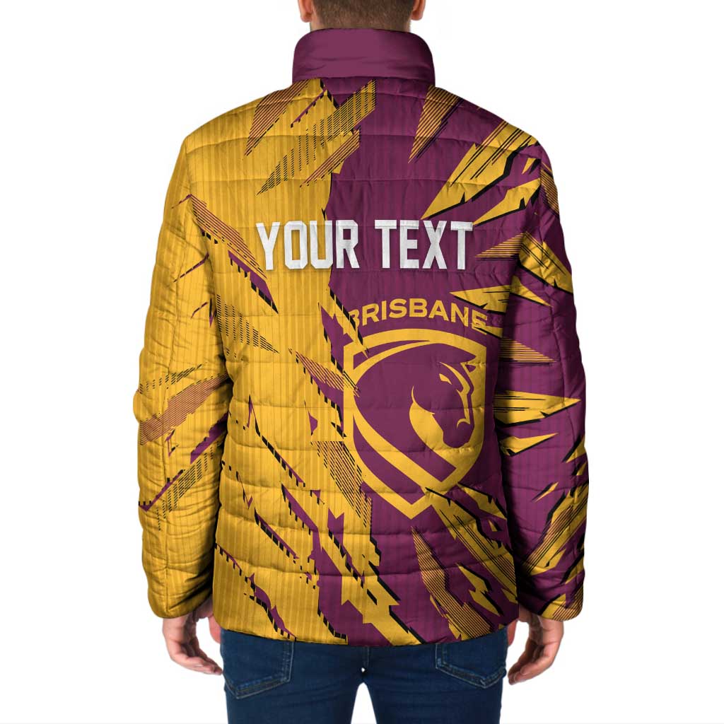 Personalized Brisbane Broncos Padded Jacket Dynamic Lightning Mascot Rugby Australia