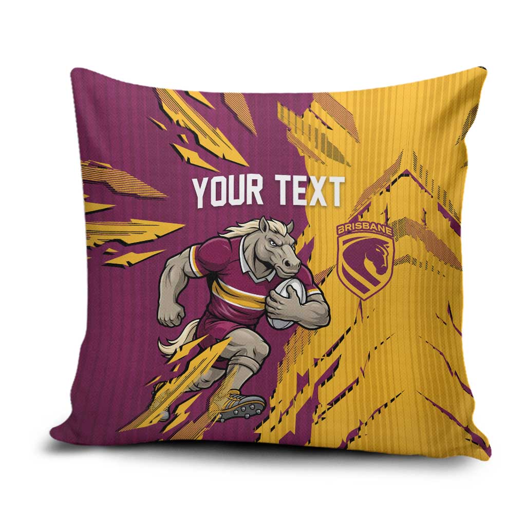 Personalized Brisbane Broncos Pillow Cover Dynamic Lightning Mascot Rugby Australia
