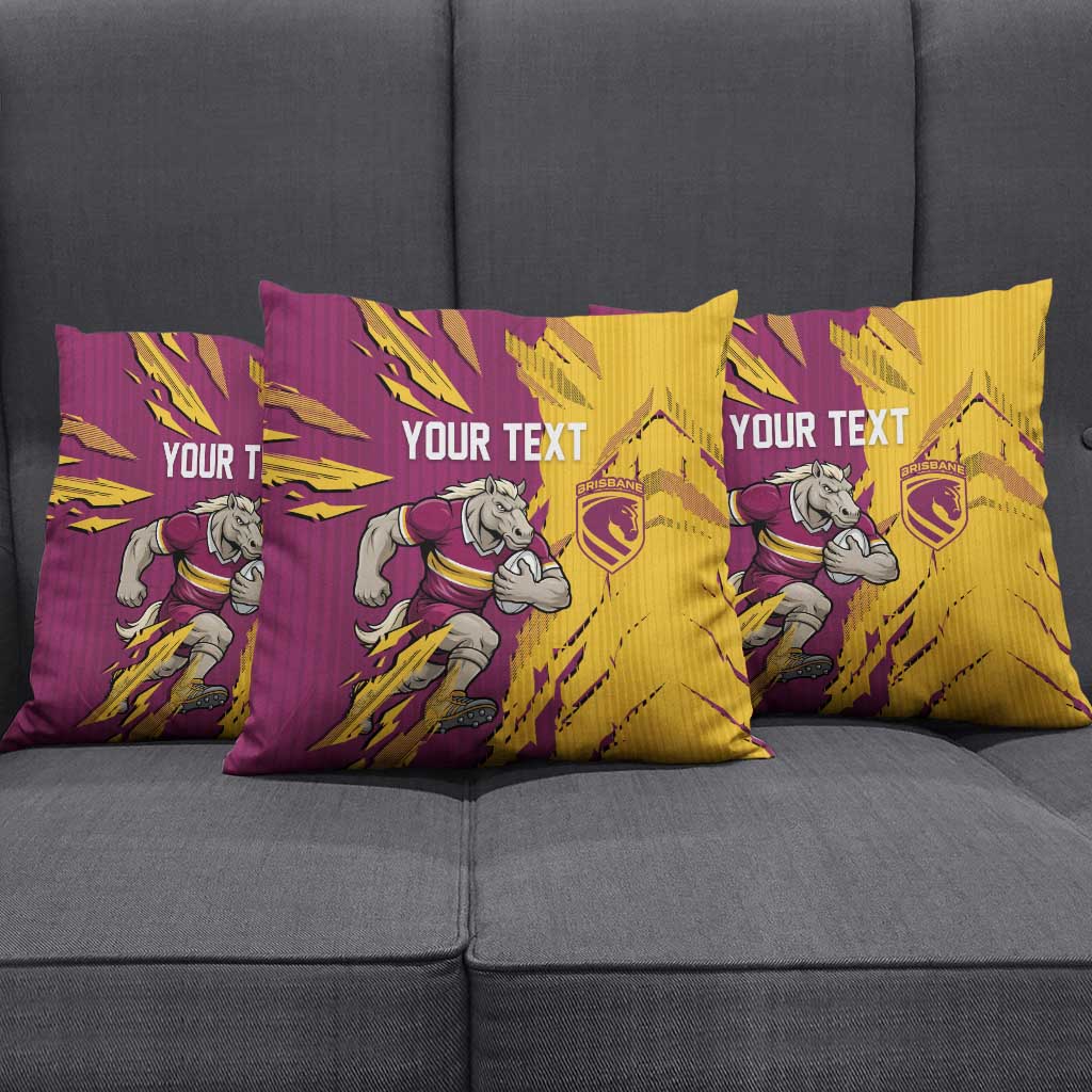 Personalized Brisbane Broncos Pillow Cover Dynamic Lightning Mascot Rugby Australia