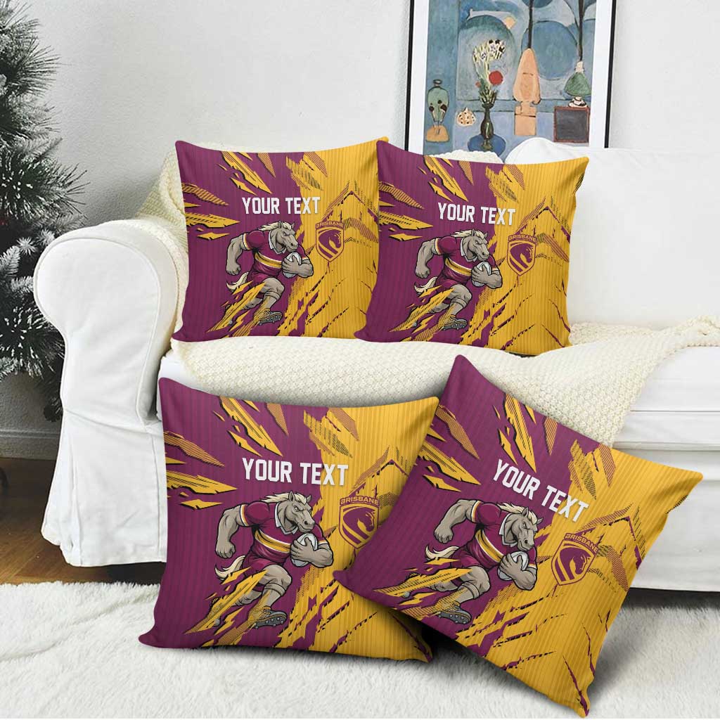Personalized Brisbane Broncos Pillow Cover Dynamic Lightning Mascot Rugby Australia