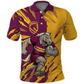 Personalized Brisbane Broncos Polo Shirt Dynamic Lightning Mascot Rugby Australia