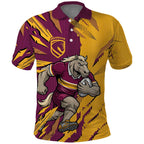 Personalized Brisbane Broncos Polo Shirt Dynamic Lightning Mascot Rugby Australia