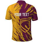 Personalized Brisbane Broncos Polo Shirt Dynamic Lightning Mascot Rugby Australia