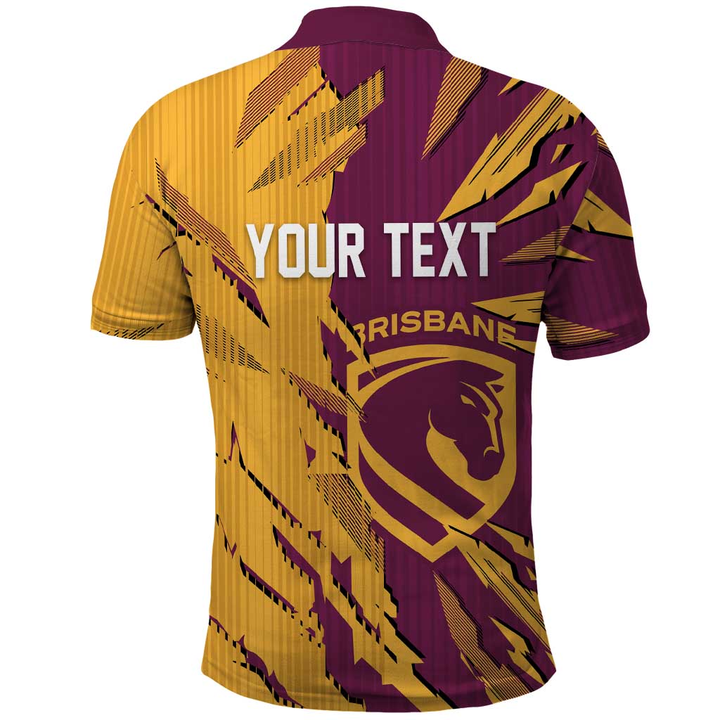 Personalized Brisbane Broncos Polo Shirt Dynamic Lightning Mascot Rugby Australia