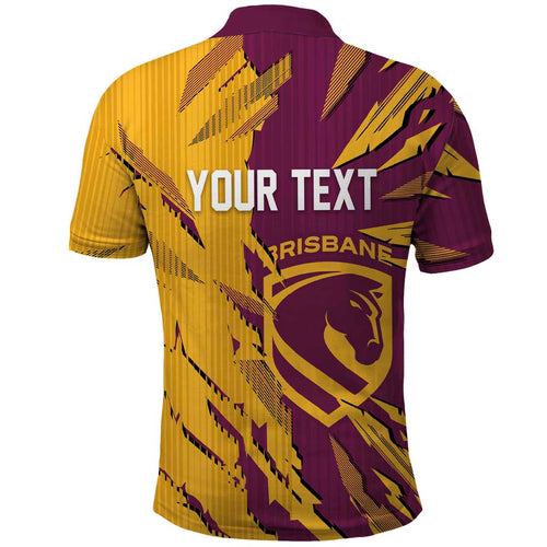 Personalized Brisbane Broncos Polo Shirt Dynamic Lightning Mascot Rugby Australia