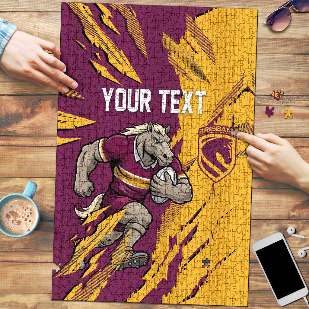 Personalized Brisbane Broncos Puzzle Dynamic Lightning Mascot Rugby Australia