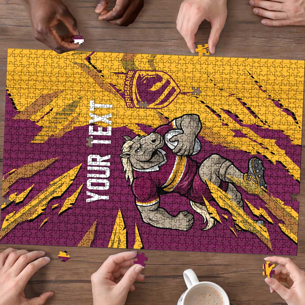 Personalized Brisbane Broncos Puzzle Dynamic Lightning Mascot Rugby Australia