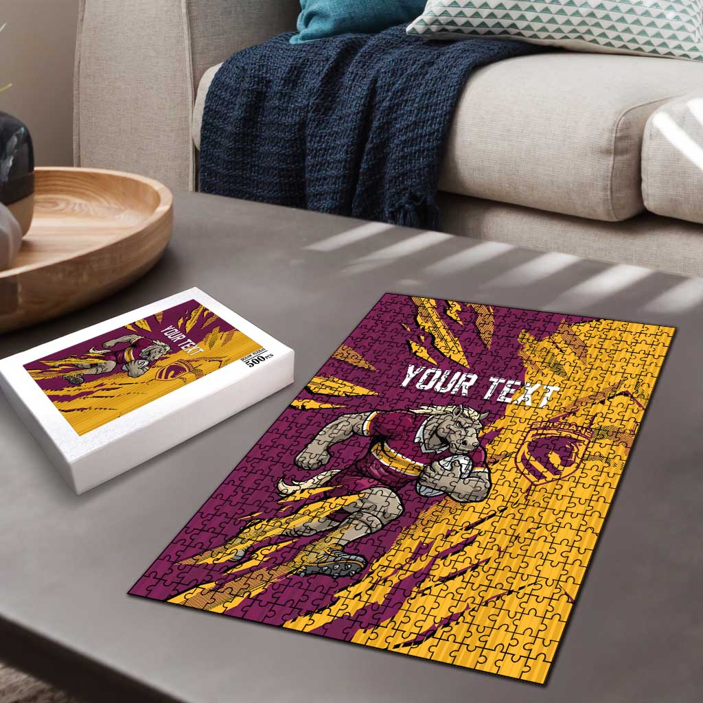 Personalized Brisbane Broncos Puzzle Dynamic Lightning Mascot Rugby Australia