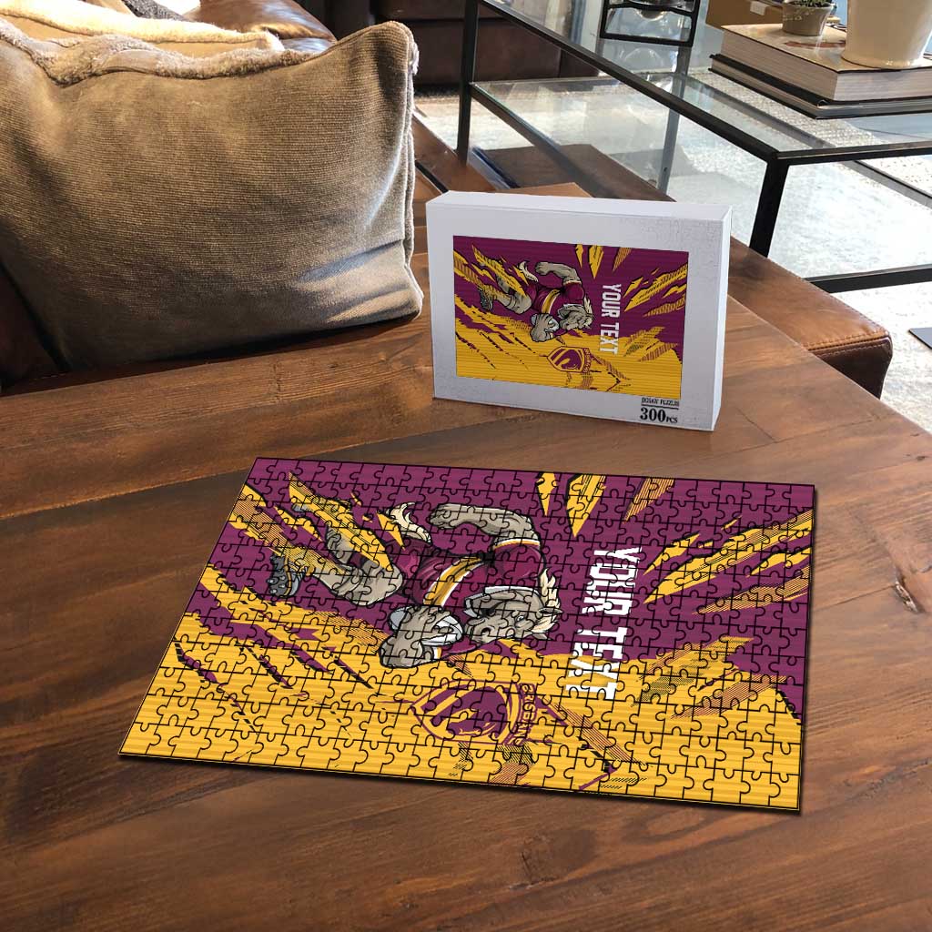 Personalized Brisbane Broncos Puzzle Dynamic Lightning Mascot Rugby Australia