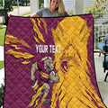 Personalized Brisbane Broncos Quilt Dynamic Lightning Mascot Rugby Australia