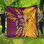 Personalized Brisbane Broncos Quilt Dynamic Lightning Mascot Rugby Australia